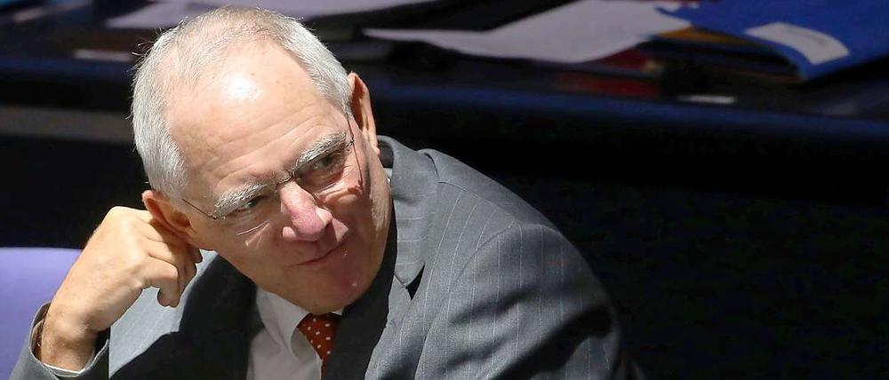 Auf der Regierungsbank. Wolfgang Schäuble im Bundestag.
