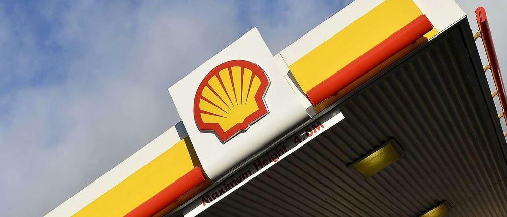 Eine Shell-Tankstelle in London.