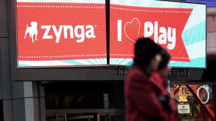 Die Börse zweifelt. Der Schriftzug "Zynga" auf einem Display an der Börse in New York.