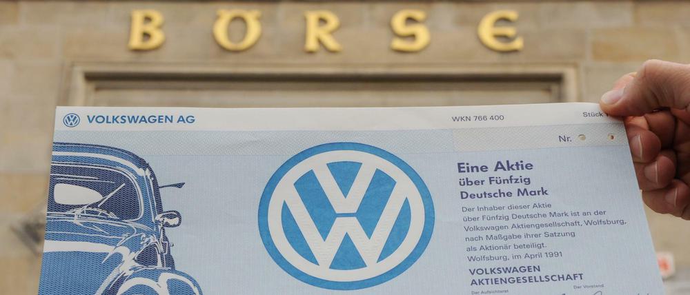 Ein historisches Wertpapier der Volkswagen AG - da waren die Zeiten für den Konzern noch rosig. 