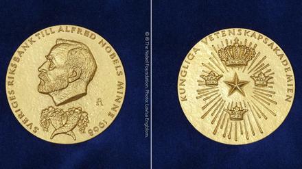 Die Nobelpreismedaille für Wirtschaft. 