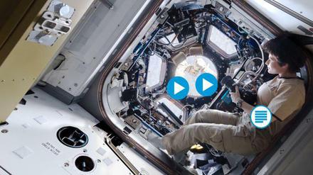 Esa-Astronautin Samantha Cristoforetti in der Aussichtskuppel "Cupola" der ISS