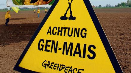 Protest. Greenpeace kämpft gegen genmanipulierte Pflanzen. 