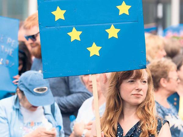 Verzweifelte Liebe. Im September 2016 demonstrierten in London Tausende gegen das Ergebnis des Brexit-Referendums, bei dem im Frühsommer die Mehrheit der britischen Wählerinnen und Wähler für einen Austritt aus der Europäischen Union gestimmt hatte.