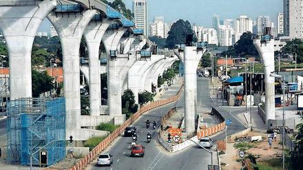 Unvollendet: Die neue Metrolinie 17 in Sao Paulo hätte schon zur Fußball-WM 2014 fertig sein sollen. 2017 ist sie immer noch im Bau. 