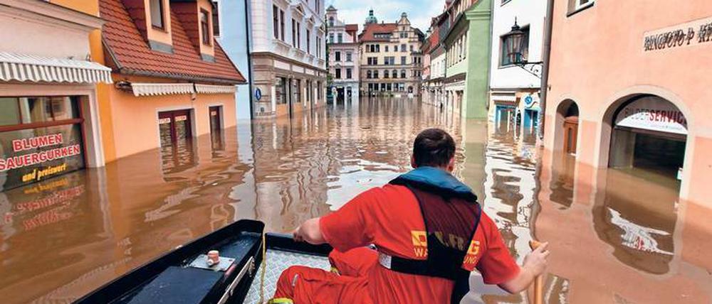Traumatisierendes Erlebnis: Beim Elbe-Hochwasser 2013 stand die Altstadt von Meißen in Sachsen meterhoch unter Wasser. 