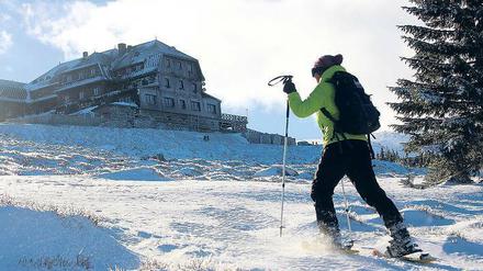 Bald geschafft. Die Hampelbaude auf 1258 Meter Höhe gilt als älteste Schutzhütte im Riesengebirge.