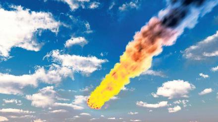 Glühende Gefahr. Gesteinsbrocken aus dem All heizen sich in der Atmosphäre auf und beginnen zu leuchten. Diese Erscheinung wird Meteor genannt.