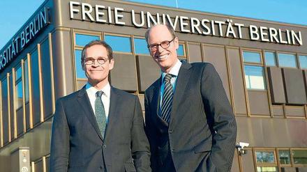 Campus-Spaziergang. Michael Müller und FU-Präsident Peter-André Alt.