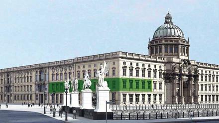 Abgehoben im Westflügel. Die Humboldt-Uni will im Stadtschloss ein Denklabor (grün markiert) eröffnen. 