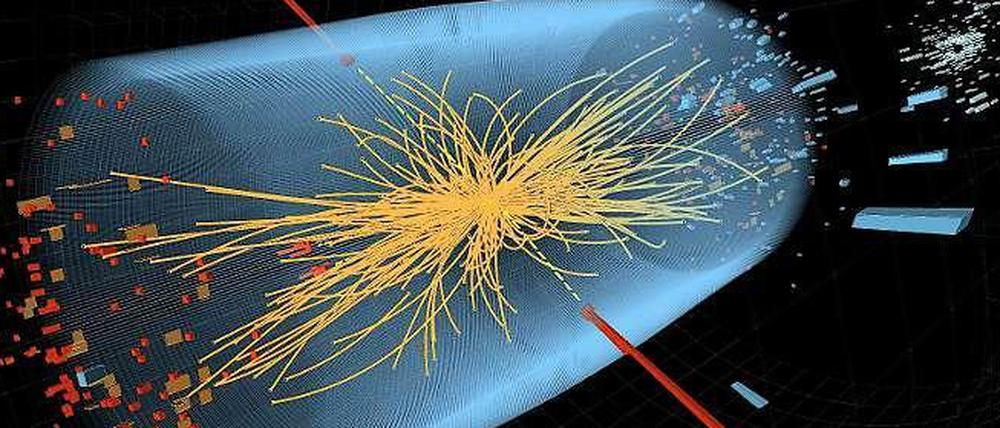 Das Higgs-Teilchen, erzeugt bei einem Zusammenprall im Teilchenbeschleuniger des Cern. 