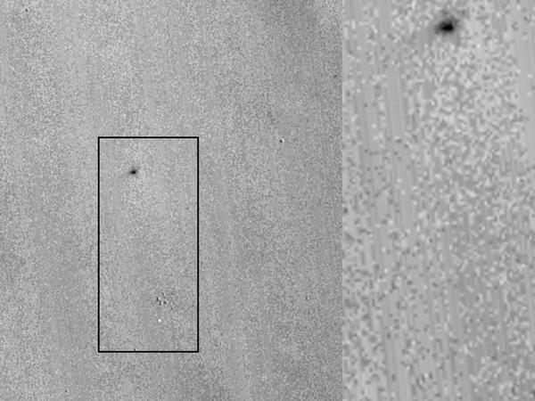 Die Absturzstelle des Landers aus dem Mars. 