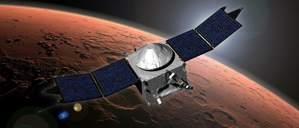 Der Maven-Satellit (Mars Atmosphere and Volatile Evolution) hat seine Umlaufbahn um den Mars erreicht. 