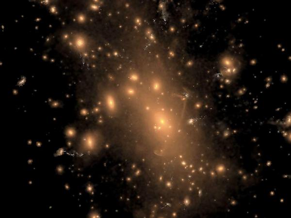 Die Verteilung des Sternenlichts im massivsten Galaxienhaufen. 
