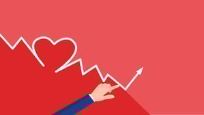 Businessman pointing to a downtrend graph. The concept of stock or business is in crisis. vector