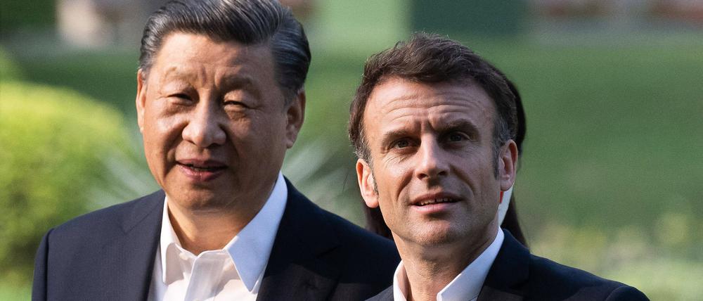 Im April 2023 war Frankreichs Präsident Emmanuel Macron (rechts) auf Staatsbesuch in China.