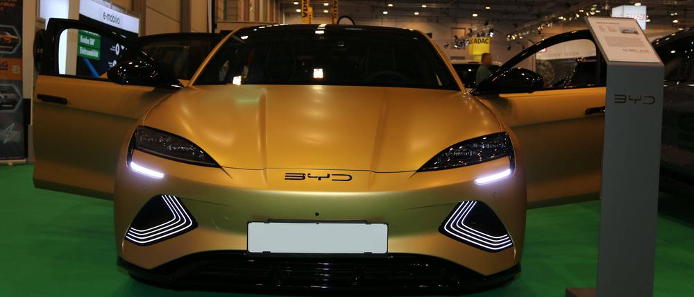 Ein Fahrzeug vom Typ „Seal Excellence“des chinesischen Herstellers BYD war auf der Essen Motor Show 2023 zu sehen