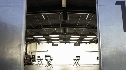 film08 Lighting equipment and folding chairs in film studio