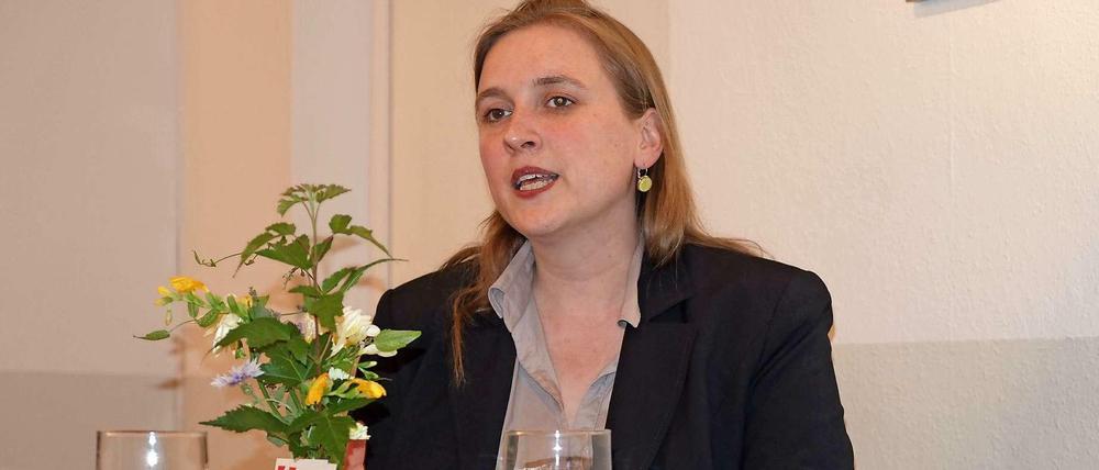 SPD-Spitzenkandidatin Rona Tietje am Donnerstag im Ewa-Frauenzentrum.