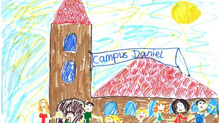 So sieht der Campus Daniel auf einer Kinderzeichnung von Lilli Schuller aus.
