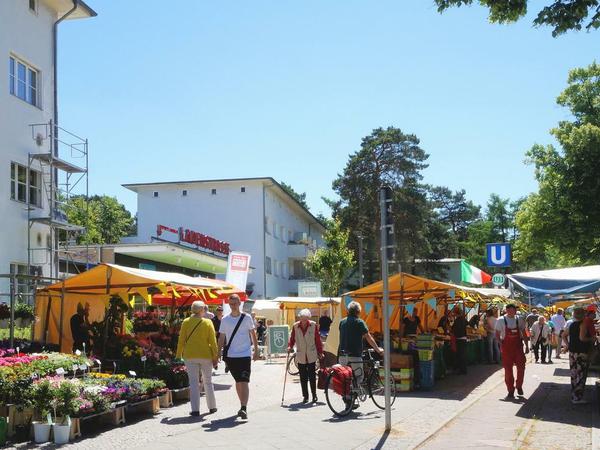 An 25 Ständen gibt es ein typisches Wochenmarktsortiment wie in Kreuzberg und Neukölln, wo derselbe Veranstalter neun weitere Märkte betreibt.
