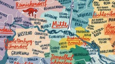 Berlin-Karte mit zwölf Bezirken und 96 Ortsteilen.