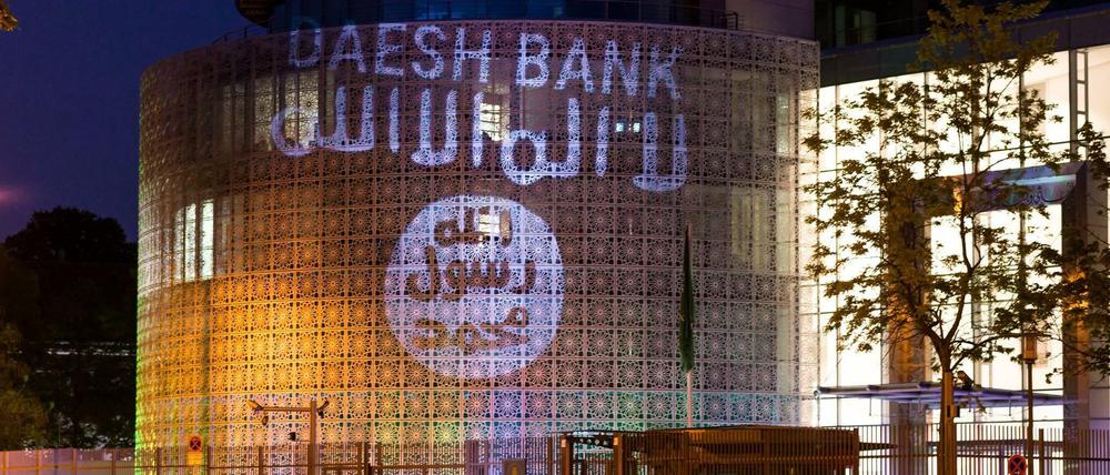 Provokation: Die IS-Flagge wurde am Donnerstagabend an die Fassade der saudischen Botschaft projiziert.