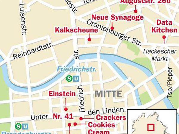 Cookies Revier: Einige der für Heinz Gindullis wichtigen Orte in Mitte.