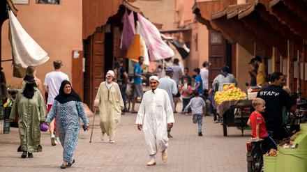 Eine Straße im jüdischen Viertel von Marrakesch. Die Aufnahme stammt aus dem Jahr 2017.