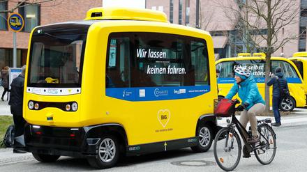 Die BVG ist an mehreren Orten in der Stadt mit automatisierten Shuttelbussen unterwegs.