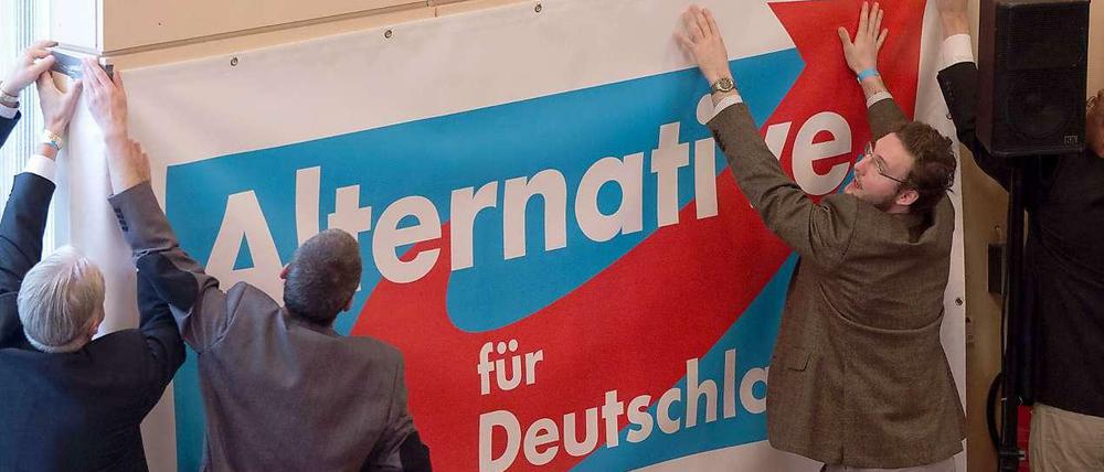 Gemeinschaftswerk. Zumindest das Aufhängen von Plakaten klappt bei der Alternative für Deutschland.