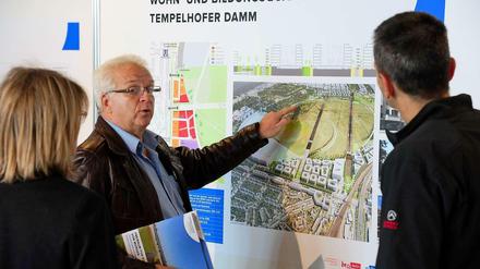 Der Masterplan für das Tempelhofer Feld: Am Rande Häuser, in der Mitte Grün, dazwischen könnten theoretisch weiter Flugzeuge landen.