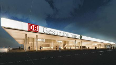 So soll das Empfangsgebäude am Bahnhof Gesundbrunnen aussehen.