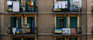 Keine Wohnungen für Touristen, fordern Aktivisten auf ihrem Banner angesichts steigender Mietpreise in Barcelona. 