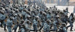 Die Spezialeinheit der ukrainischen Polizei während der Unruhen auf dem Maidan im Januar 2014.