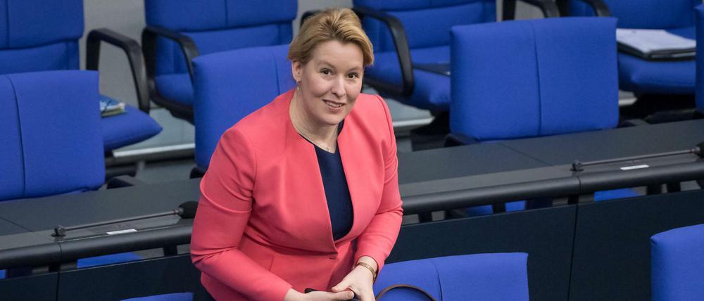 Franziska Giffey, am Mittwoch im Bundestag, will zusammen mit Raed Saleh den Berliner SPD-Vorsitz übernehmen. 