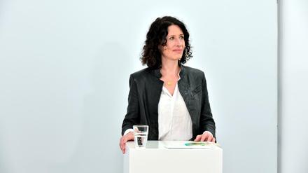 Bettina Jarasch, Spitzenkandidatin der Grünen für die Wahlen zum Abgeordnetenhaus 2021, bei einer Diskussionsrunde des Tagesspiegels.