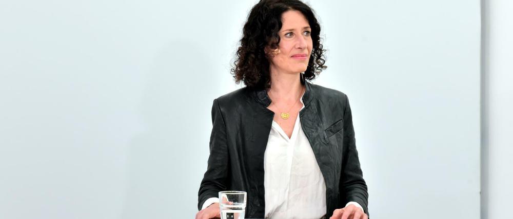 Bettina Jarasch, Spitzenkandidatin der Grünen für die Wahlen zum Abgeordnetenhaus 2021, bei einer Diskussionsrunde des Tagesspiegels.