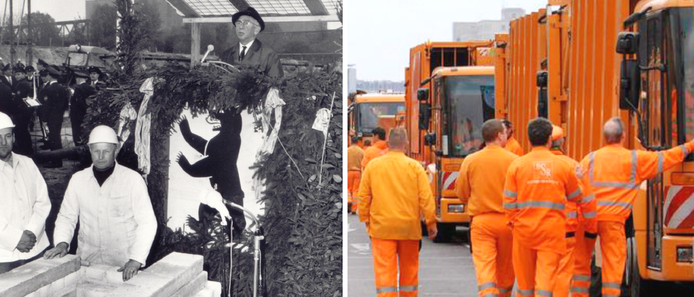 Grundsteinlegung in Ruhleben. 50 Jahre danach gibt's ein Fest - mit Fahrten in Müllautos.