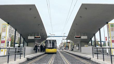 Seit Dezember 2014 Endstation - die Tram am Hauptbahnhof. 2020 soll sie weiterfahren.