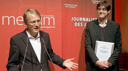 Sie sind die besten Chefredakteure (regional) des Jahres 2014: die Tagesspiegel-Chefredakteure Stephan-Andreas Casdorff und Lorenz Maroldt (v.l.).