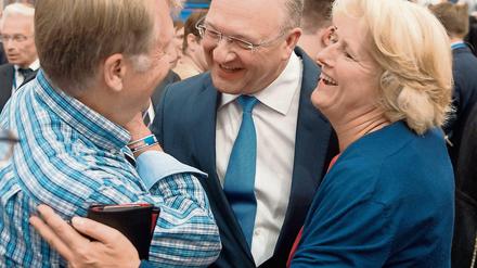 Berliner CDU-Größen: Eberhard Diepgen (l.), Frank Henkel und Monika Grütters vor Beginn der CDU-Landesparteitages 2014. 