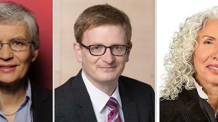 Hallo, wir sind die Neuen: Ute Finckh-Krämer (SPD, rechts), Philipp Lengsfeld (CDU) und Azize Tank (Linke) ziehen erstmals in den Bundestag ein.