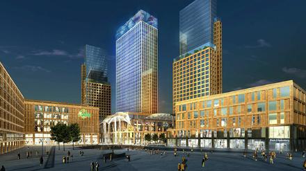 Bei Investoren ist der Alexanderplatz sehr gefragt, vor allem wegen den neu geplanten Mietwohnungen und Ladenflächen. In etwa so könnte es einmal nach den vorliegenden Entwürfen aussehen.