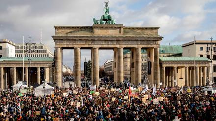 Teilnehmer einer Kundgebung von Fridays For Future und einem großen NGO-Bündnis in Berlin (Archivbild).