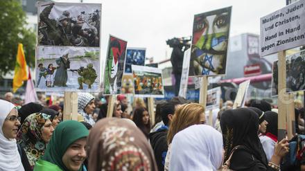 eBei der Al-Kuds-Demonstration waren in Berlin in der Vergangenheit immer wieder Sprechchöre mit antisemitischen Parolen zu hören.