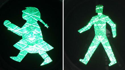 Grüne Licht für Fußgänger.