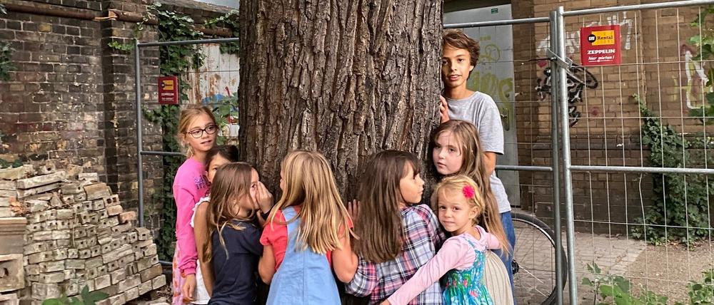 Die Kinder aus der Dresdener Straße wollen den Baum nicht loslassen.