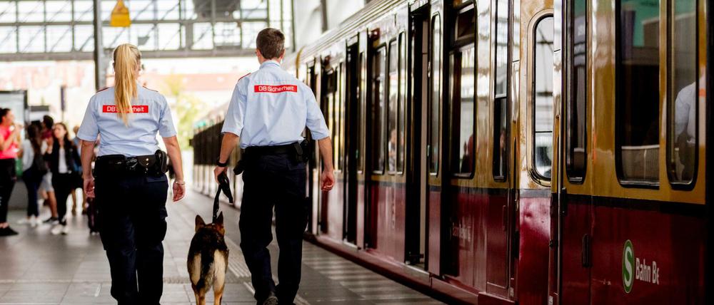 Seit Mittwoch sind am Bahnhof Ostkreuz Sicherheitskräfte Tag und Nacht vor Ort, begleitet und unterstützt von Schutzhunden.
