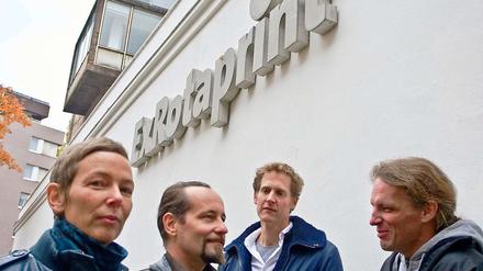 Sicher für 99 Jahre. Das Planungsteam der ExRotaprint gGmbH. Von links: Daniela Brahm, Les Schliesser, Oliver Clemens und Bernhard Hummel.